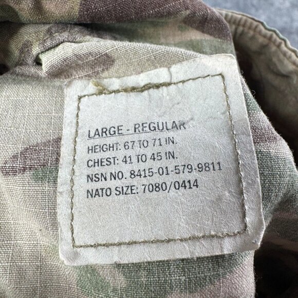 Army Combat Uniform Coat Mens L Jacket Brown Green Camo Flame Resistant FR - Picture 6 of 10